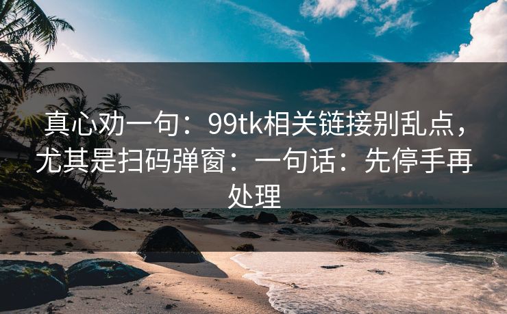 真心劝一句：99tk相关链接别乱点，尤其是扫码弹窗：一句话：先停手再处理