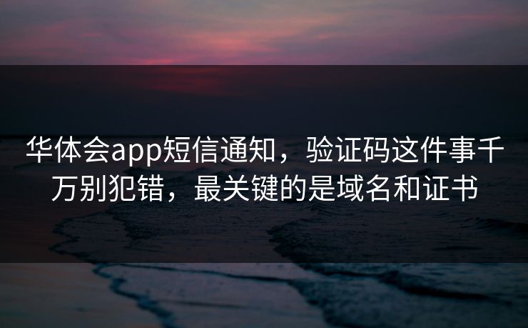 华体会app短信通知，验证码这件事千万别犯错，最关键的是域名和证书