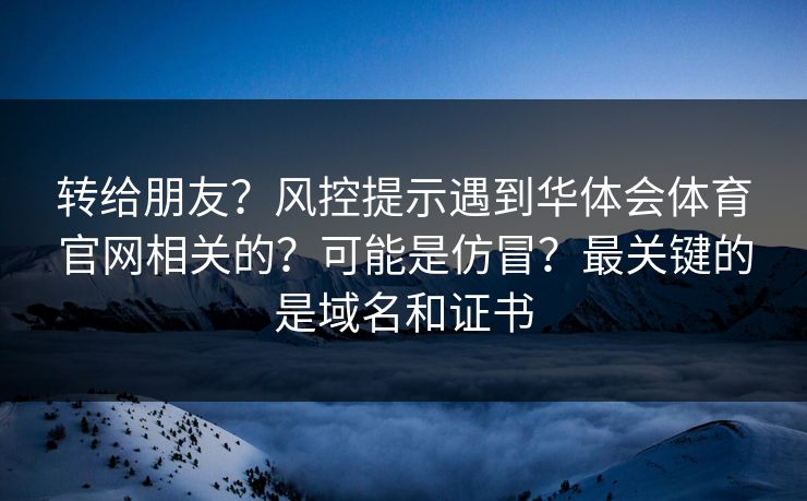 转给朋友？风控提示遇到华体会体育官网相关的？可能是仿冒？最关键的是域名和证书